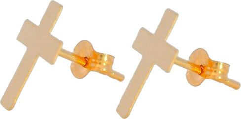 Generic أقراط متقاطعة من الذهب الصلب عيار 14 قيراط - أقراط أنيقة مصقولة للغاية - هدية للرجال والنساء والصديقة والزوجة والبالغين من الجنسين والصديق in Saudi Arabia