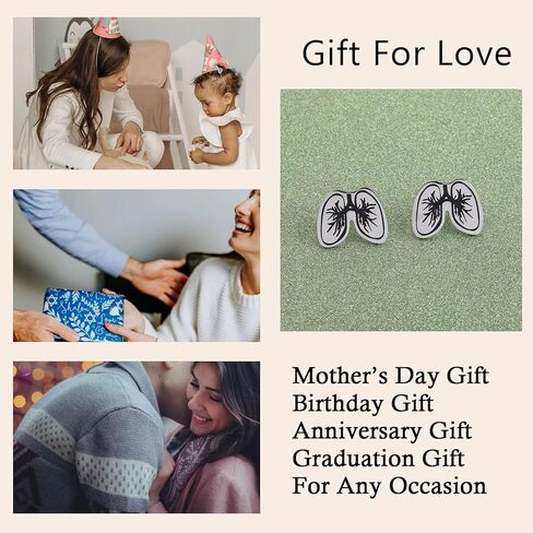 Lung Stud Earring Respiratory Therapist Lungs Gift Lung Doctor Gift Rt Cancer Survivor Pulmonary Fibrosis Jewelry in Saudi Arabia