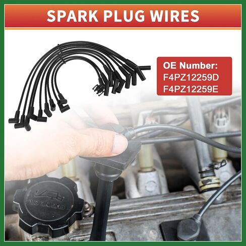 Motoforti Car Spark Plug Coil Wires Ignition Coil Harness Cable Fit for Ford F-150 V8 5.0L 1994-1996 No.F4PZ12259D/F4PZ12259E - Pack of 9 Long-lasting in Saudi Arabia