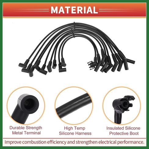 Motoforti Car Spark Plug Coil Wires Ignition Coil Harness Cable Fit for Ford F-150 V8 5.0L 1994-1996 No.F4PZ12259D/F4PZ12259E - Pack of 9 Long-lasting in Saudi Arabia