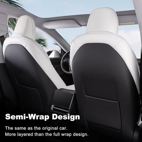 Car Seat Covers for New 2025 Tesla Model Y Juniper Nappa Leather Car Interior Seat Airbag Compatible Cushion Cover Full Set Custom Fit 2025-2026, Nappa White in Saudi Arabia