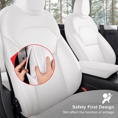 Car Seat Covers for New 2025 Tesla Model Y Juniper Nappa Leather Car Interior Seat Airbag Compatible Cushion Cover Full Set Custom Fit 2025-2026, Nappa White in Saudi Arabia