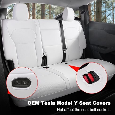Car Seat Covers for New 2025 Tesla Model Y Juniper Nappa Leather Car Interior Seat Airbag Compatible Cushion Cover Full Set Custom Fit 2025-2026, Nappa White in Saudi Arabia