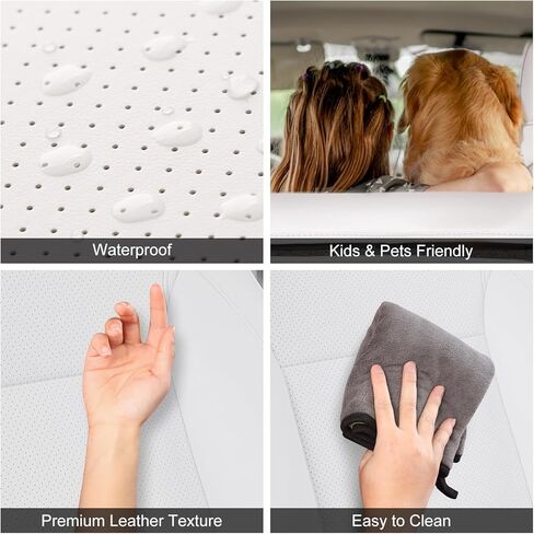 Car Seat Covers for New 2025 Tesla Model Y Juniper Nappa Leather Car Interior Seat Airbag Compatible Cushion Cover Full Set Custom Fit 2025-2026, Nappa White in Saudi Arabia