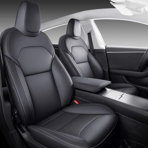 Car Seat Covers for New 2025 Tesla Model Y Juniper Nappa Leather Car Interior Seat Airbag Compatible Cushion Cover Full Set Custom Fit 2025-2026, Nappa White in Saudi Arabia