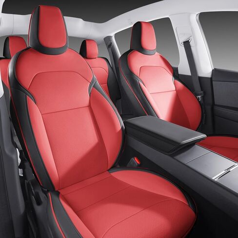 Car Seat Covers for New 2025 Tesla Model Y Juniper Nappa Leather Car Interior Seat Airbag Compatible Cushion Cover Full Set Custom Fit 2025-2026, Nappa White in Saudi Arabia