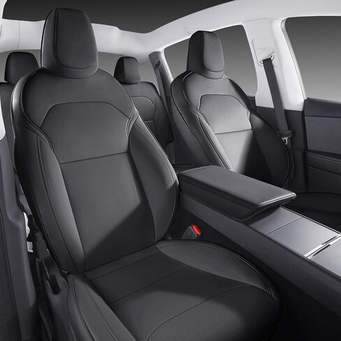 Car Seat Covers for New 2025 Tesla Model Y Juniper Nappa Leather Car Interior Seat Airbag Compatible Cushion Cover Full Set Custom Fit 2025-2026, Nappa White in Saudi Arabia