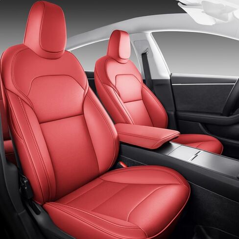 Car Seat Covers for New 2025 Tesla Model Y Juniper Nappa Leather Car Interior Seat Airbag Compatible Cushion Cover Full Set Custom Fit 2025-2026, Nappa White in Saudi Arabia