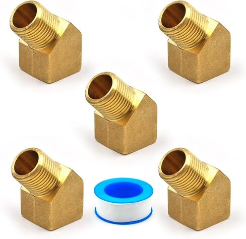 Brass Pipe Fitting 45 Degree Street Elbow Fittings, 1/2 in NPT Male x 1/2 in NPT Female, (10 Pack) in Kuwait