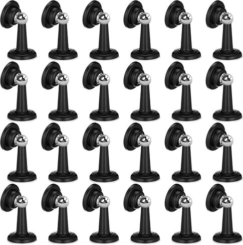 Moxweyeni 24 Pack Magnetic Door Stoppers Magnetic RV Door Stopper Stainless Steel Heavy Duty Stops RV Holder Keep Open for Wall and Floor Mounting No Drilling Stop with Adhesive Tapes(Black) in Saudi Arabia
