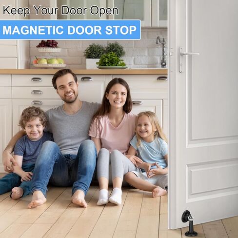 Moxweyeni 24 Pack Magnetic Door Stoppers Magnetic RV Door Stopper Stainless Steel Heavy Duty Stops RV Holder Keep Open for Wall and Floor Mounting No Drilling Stop with Adhesive Tapes(Black) in Saudi Arabia