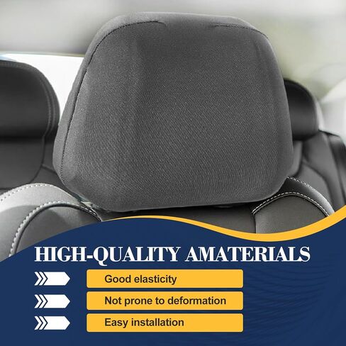 2PCS Universal Car Seat Headrest Covers, Breathable Stretch Knit Fabric Full Coverage Head Rest Dust Cover, Reusable Flexible Protecting Decorative Accessories for Most Cars/SUVs/Trucks/Vans (Grey) in Saudi Arabia