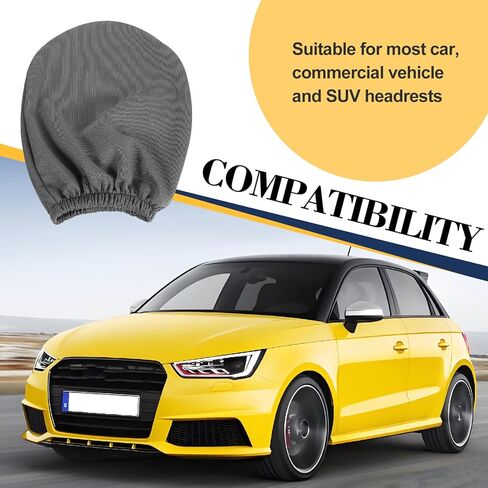 2PCS Universal Car Seat Headrest Covers, Breathable Stretch Knit Fabric Full Coverage Head Rest Dust Cover, Reusable Flexible Protecting Decorative Accessories for Most Cars/SUVs/Trucks/Vans (Grey) in Saudi Arabia