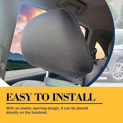 2PCS Universal Car Seat Headrest Covers, Breathable Stretch Knit Fabric Full Coverage Head Rest Dust Cover, Reusable Flexible Protecting Decorative Accessories for Most Cars/SUVs/Trucks/Vans (Grey) in Saudi Arabia