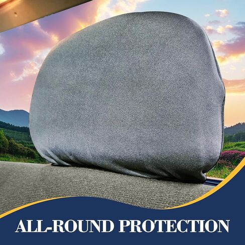 2PCS Universal Car Seat Headrest Covers, Breathable Stretch Knit Fabric Full Coverage Head Rest Dust Cover, Reusable Flexible Protecting Decorative Accessories for Most Cars/SUVs/Trucks/Vans (Grey) in Saudi Arabia