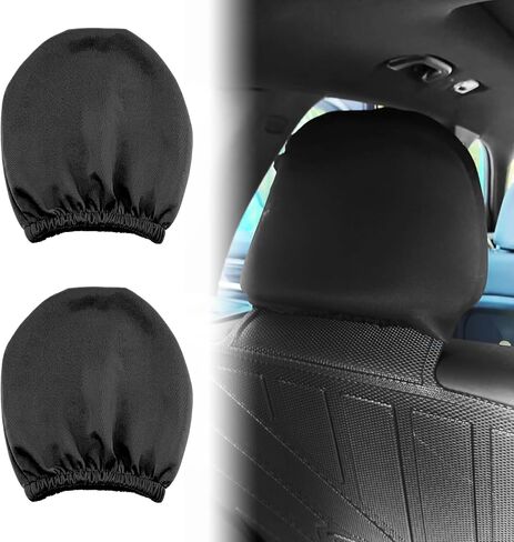 2PCS Universal Car Seat Headrest Covers, Breathable Stretch Knit Fabric Full Coverage Head Rest Dust Cover, Reusable Flexible Protecting Decorative Accessories for Most Cars/SUVs/Trucks/Vans (Grey) in Saudi Arabia