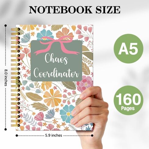 ERHACHAIJIA Chaos Coordinator 160 Pages Hardcover Lined Spiral Notebook, Funny Floral Thank You Gifts for Women Leader Coworker Teacher Admin Manager, Appreciation Gifts for Boss Lady Team HR in Kuwait