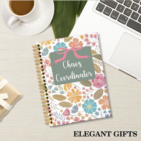 ERHACHAIJIA Chaos Coordinator 160 Pages Hardcover Lined Spiral Notebook, Funny Floral Thank You Gifts for Women Leader Coworker Teacher Admin Manager, Appreciation Gifts for Boss Lady Team HR in Kuwait