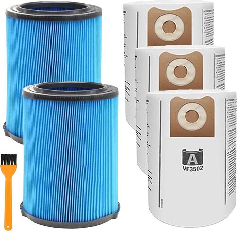 2 حزمة مرشح فراغ VF5000 لRidgid Shop Vac 5-20 جالون مكانس كهربائية رطبة وجافة WD1450 WD0970 WD1270 WD06700 WD1680 + 3 حزمة VF3502 أكياس فراغ عالية الكفاءة لRidgid Shop Vac 12-16 جالون in Kuwait