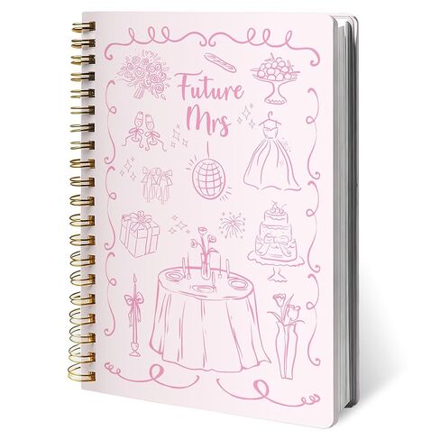 XYMBF Coquette Pink Wedding Notebook Journal, Bridal Shower Wedding Gifts Journal for Women, Just Married Gifts, Future Mrs Engagement Hardcover Spiral Notebook 5.5x8.3 Inch in Saudi Arabia