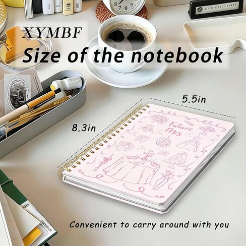 XYMBF Coquette Pink Wedding Notebook Journal, Bridal Shower Wedding Gifts Journal for Women, Just Married Gifts, Future Mrs Engagement Hardcover Spiral Notebook 5.5x8.3 Inch in Saudi Arabia