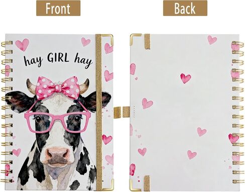 هدايا بقرة للنساء لمحبي البقر مقاس A5 دفتر ملاحظات حلزوني 200 صفحة A5 مبطنة بقلم هدايا جرلي لطيفة للنساء والفتيات المراهقات والأطفال in Kuwait