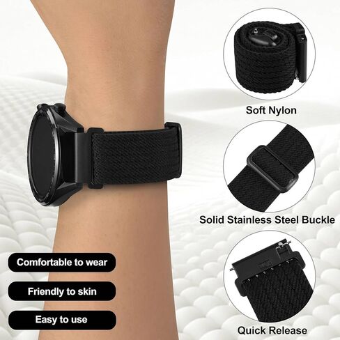 WOCCI Soft Nylon Fabric Watch Bands with Slide Buckle, Fit Small and Large Wrists, Band Width 18mm 20mm 22mm 24mm in Kuwait