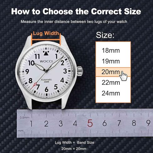 WOCCI Soft Nylon Fabric Watch Bands with Slide Buckle, Fit Small and Large Wrists, Band Width 18mm 20mm 22mm 24mm in Kuwait