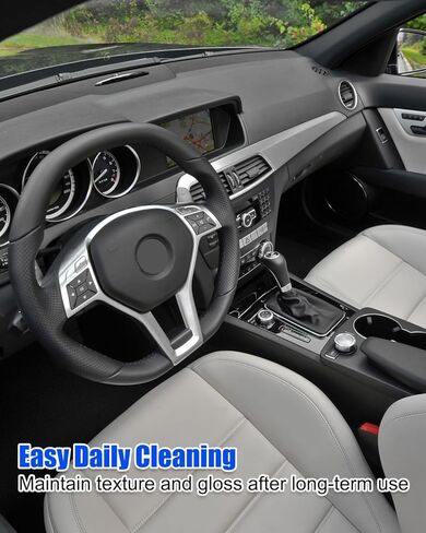 حافة عجلة القيادة مناسبة لسيارة Mercedes-Benz W204 C-Class 2012 2013 2014 2015، غطاء تزيين عجلة القيادة الفضي استبدال 09946400139107 0994640013 in Kuwait