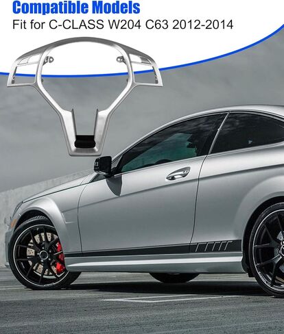 حافة عجلة القيادة مناسبة لسيارة Mercedes-Benz W204 C-Class 2012 2013 2014 2015، غطاء تزيين عجلة القيادة الفضي استبدال 09946400139107 0994640013 in Kuwait