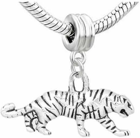 Sexy Sparkles Walking Tiger Charm Dangle Bead For Snake Chain Charm Bracelet in Saudi Arabia