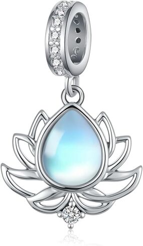 Moonstone لوتس سحر للأساور 925 فضة Moonstone دلايات للأساور لوتس ديكور مجوهرات هدايا للنساء in Kuwait