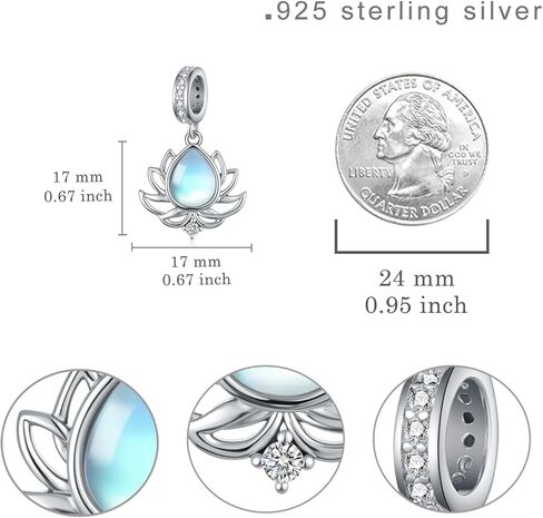 Moonstone لوتس سحر للأساور 925 فضة Moonstone دلايات للأساور لوتس ديكور مجوهرات هدايا للنساء in Kuwait