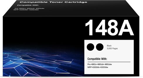 خراطيش حبر 148A (عبوة من قطعتين) بديلة متوافقة لخرطوشة الحبر HP 148A 148X W1480A W1480X باللون الأسود مع طابعة HP Pro MFP 4101fdw 4101fdn 4001dw 4001dn 4001n in Kuwait