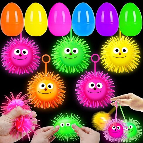24 Pack Valentines LED Puffy Ball Toys ,Valentines Day Gifts with Valentine Cards Flashing Spiky Ball Toys Bulk Stress Relief School Classroom Prizes for Kids Boy Girl Exchange Gifts Party Favors in Saudi Arabia
