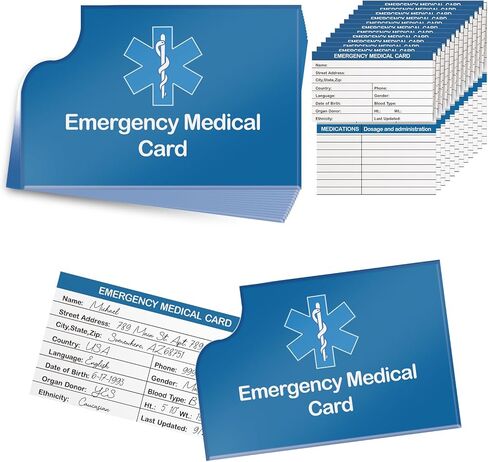 Black 12-Pack Emergency Contact & Medication List Wallet - Medical Alert & Information Card in Saudi Arabia