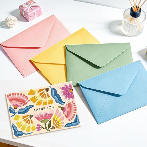 بطاقات شكر مع مظاريف، 32 حزمة من بطاقات المعايدة الفارغة، مجموعة قرطاسية كبيرة لأعياد الميلاد، الزفاف، استحمام الطفل، التخرج، حفل الزفاف، الأعمال in Kuwait