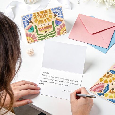 بطاقات شكر مع مظاريف، 32 حزمة من بطاقات المعايدة الفارغة، مجموعة قرطاسية كبيرة لأعياد الميلاد، الزفاف، استحمام الطفل، التخرج، حفل الزفاف، الأعمال in Kuwait