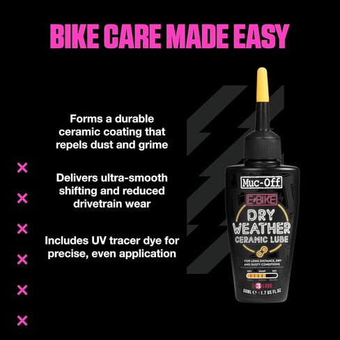Muc-Off eBike Dry Chain Lube, 1.7 fl oz - Bike Lube, Bike Chain Oil, Chain Wax for Dry Weather Conditions - Bike Lubricant for Electric Bikes in Saudi Arabia