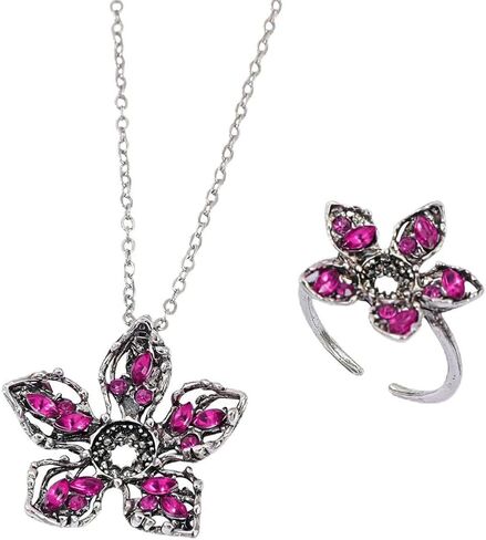 2 Pcs Fashion Alloy Women Jewelry, Elegance Women Necklace and Ring Set, Whether it's Valentine's Day or any Other Holiday, it Makes an Excellent Gift for Family, Friends, or Your Girlfriend. in Saudi Arabia