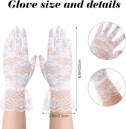 4 Pieces Pearl Jewelry Set for Women Girls Petite Fit Faux Pearl Necklace Adjustable Chain Earrings Stretch Bracelet Lace Gloves for Wedding Tea Party Prom Formal Accessories in Kuwait