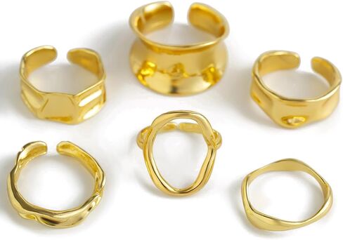 Chunky Gold Bangle Bracelets Set for Women Stackable Cuff Bracelets Irregular Stack Open Wide Bangle Ring Set Geometri Minimalist Jewelry Set in Saudi Arabia