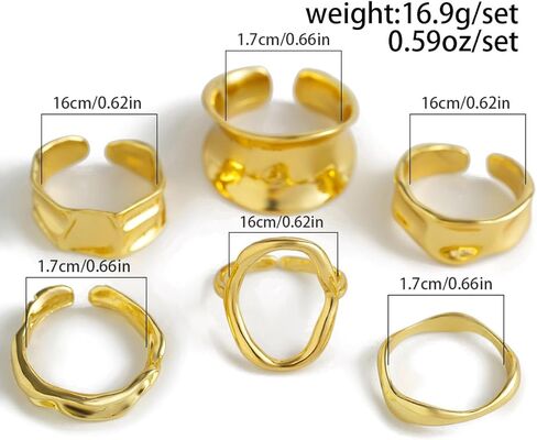 Chunky Gold Bangle Bracelets Set for Women Stackable Cuff Bracelets Irregular Stack Open Wide Bangle Ring Set Geometri Minimalist Jewelry Set in Saudi Arabia