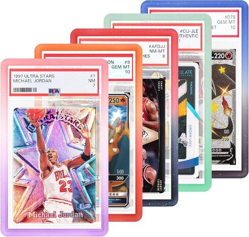 NAKIS Slab Guard for PSA Graded Cards, 5-Pack TPU Slab Protector Graded Guard Bumper Guard for PSA Graded Card Only, Gradient Color Glitter Limited Edition, (5) Multi-Color in Saudi Arabia