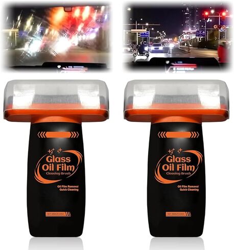 مزيل غشاء زيت الزجاج للسيارة، منظف مستحلب زجاجي قابل للدوران مع لوح تنظيف، فرشاة تنظيف غشاء زيت السيارة لنوافذ السيارة، يحسن الوضوح والرؤية (قطعتان) in Saudi Arabia