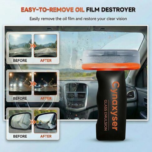Car Windshield Cleaner with Glass Emulsion – 2pcs Oil Film Remover for Car Windows, Removes Grease, Stains & Haze for Crystal Clear Vision, Lightweight & Easy Grip Design in Saudi Arabia