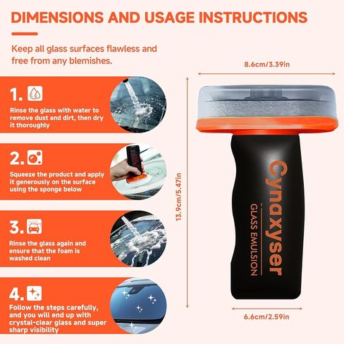 Car Windshield Cleaner with Glass Emulsion – 2pcs Oil Film Remover for Car Windows, Removes Grease, Stains & Haze for Crystal Clear Vision, Lightweight & Easy Grip Design in Saudi Arabia