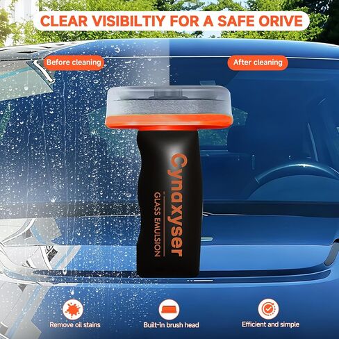Car Windshield Cleaner with Glass Emulsion – 2pcs Oil Film Remover for Car Windows, Removes Grease, Stains & Haze for Crystal Clear Vision, Lightweight & Easy Grip Design in Saudi Arabia