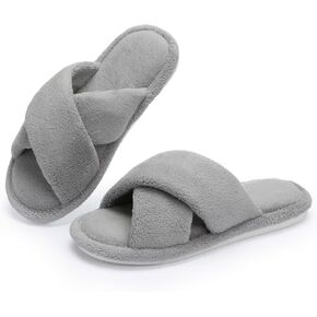 شبشب نسائي من NineCiFun مفتوح عند الأصابع وشريط متقاطع من الصوف المرجاني، حذاء منزلي مسامي مع إسفنج يحتفظ بالشكل، وسادة قدم مريحة، غير قابلة للانزلاق للاستخدام الداخلي والخارجي in Kuwait