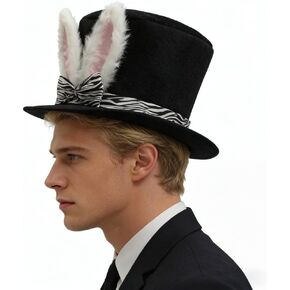 Easter Rabbit Ears Hat,Plush Bunny Ear Top Hat Cosplay for Women Men Adults Halloween Party Costume in Kuwait